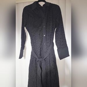 Fashion Nova Black Eyelet Long Sleeve Dress